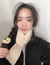 恒源祥少女小圍巾奶白色針織毛線(xiàn)女秋冬季懶人護頸交叉短絲巾圍脖配大衣 純色穿孔領(lǐng)巾-奶白 曬單實(shí)拍圖