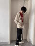 主意范（ZHUYIFAN）胖子大碼230斤褲子男直筒秋冬款工裝褲潮牌大碼直筒闊腿休閑褲 A001-K1050黑色 5XL (195) 205-230斤可穿 曬單實拍圖