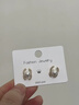 百年老鳯祥天然淡水珍珠耳環(huán)女純銀S925銀耳釘耳飾套裝送媽媽女友 雙C耳針[瑩潤淡水珍珠+S925銀] 曬單實(shí)拍圖