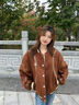BJHG不計后果棒球服加厚外套棉服男冬美式運動棉衣寬松毛呢棉襖女 球棒棕 L 曬單實拍圖