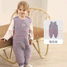 巴厘小豬寶寶夾棉連體衣服秋冬加厚保暖背心哈衣無(wú)袖棉襖冬季嬰幼兒背帶褲 葡萄紫 80cm 曬單實(shí)拍圖