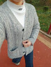 小野七天休閑簡(jiǎn)約風(fēng)外搭上衣V領(lǐng)灰色寬松百搭針織開(kāi)衫慵懶秋冬毛衣外套女 均碼 厚針織毛衣外套建議80-135斤 曬單實(shí)拍圖