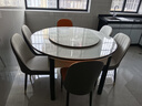 豐舍 餐桌 巖板實(shí)木餐桌椅組合現代簡(jiǎn)約家用小戶(hù)型餐臺可伸縮折疊飯桌 1.35米黑白色【雪山白巖板】 一桌六椅 曬單實(shí)拍圖