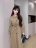 她芙（tafu）品牌女裝風衣外套女中長款2025春秋新款小個子氣質(zhì)百褶時尚大衣 卡其色 M 曬單實拍圖