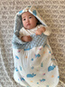 曼樂(lè )兔嬰兒睡袋1-3歲防驚跳幼兒寶寶睡袋抱被兩用新生兒0-6個(gè)月防踢被子 深海藍鯨【恒溫加厚 室溫0-15℃】冬季款 0-6個(gè)月寶寶新生兒安撫睡袋 曬單實(shí)拍圖