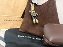 CHARLES&KEITH25秋新品大容量絨面單肩子母托特包CK2-40270966-2 Espresso Brown咖啡棕 L 曬單實(shí)拍圖