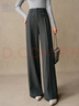 晚白【新品】窄版顯瘦闊腿褲2026春款時(shí)尚百搭半松緊高腰格雷灰褲子 深灰色 29 曬單實(shí)拍圖