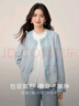 熙世界（sllsky）小香風(fēng)刺繡短外套2025秋裝新款高級感珍珠扣提花國風(fēng)上衣 海灣藍 2XL 曬單實(shí)拍圖