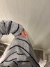 索菲堡早秋通勤穿搭女慵懶風(fēng)chill撞色條紋長(cháng)袖T恤休閑磨毛加厚打底上衣 淺灰色 M 曬單實(shí)拍圖