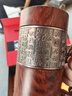 德梵蒂紫砂杯男士款保溫泡茶杯子送爸爸老師紀念水杯禮品LOGO刻字 紅木紋百福-皮盒套裝 401-500ml 曬單實(shí)拍圖