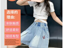 童榜女童褲子夏裝薄新款洋氣女孩短褲中大童學(xué)生夏季兒童牛仔五分短褲 藍色褲子 170 建議身高160-165CM 曬單實(shí)拍圖