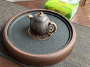 瑜品佳圓形茶盤(pán)家用功夫茶具托盤(pán)儲蓄水式小型干泡茶臺茶海壺承瀝水盤(pán) 胡桃色圓形茶盤(pán) 曬單實(shí)拍圖