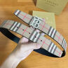博柏利（BURBERRY）巴寶莉Vintage典藏雙面格紋專屬TB標識圖案平滑扣皮帶男女同款 米色 100 默認包裝 曬單實拍圖
