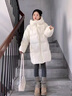 鹿王戀雪云朵泡芙羽絨棉服女冬季2025年新款中長(cháng)款小個(gè)子加厚保暖棉襖外套 米白色  XL 140-160斤 曬單實(shí)拍圖