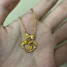 中銀億金蝴蝶結黃金吊墜女愛(ài)心玫瑰足金項鏈套鏈生日情人節禮物送女友老婆 蝴蝶結愛(ài)心玫瑰套鏈 金重約7.5g 曬單實(shí)拍圖