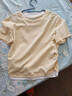 百圖betu女裝2025夏季新款T恤撞色雙層領(lǐng)褶皺收腰瘦瘦T短袖女2505T06 淺黃 L 曬單實(shí)拍圖