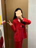 杰麗·莫克（Jerrie Mock）華夫格紅色結婚情侶睡衣春秋款純棉長(cháng)袖喜慶新婚本命年家居服套裝 一套裝-紅色華夫格套裝 L 女(建議100-120斤) 曬單實(shí)拍圖