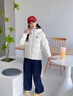 鴨鴨（YAYA）【中國丨時(shí)空道宇】YAYA鴨鴨兒童羽絨服冬季面包服中大童國潮外套 象牙白色 140 曬單實(shí)拍圖