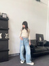女童直筒牛仔褲秋季2025新款兒童褲子秋裝女孩大童初中生闊腿褲潮 藍色【升級版-加絨加厚款】 150 曬單實(shí)拍圖