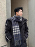 小電兜 XELECPOCKET圍巾男冬季慵懶風(fēng)保暖流蘇加厚長(cháng)款格紋圍脖學(xué)生情侶時(shí)尚禮物 藏青色 曬單實(shí)拍圖