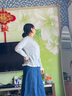 伊芙麗（eifini）伊芙麗精致蕾絲設計氣質(zhì)針織開(kāi)衫女上衣2025春季新款 灰色 S 80-105斤 曬單實(shí)拍圖