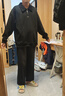 頂峰保羅（Dingfengbaoluo）美式牛仔褲男秋季高街直筒寬松潮牌男生闊腿長褲DFS05黑灰2XL 曬單實(shí)拍圖