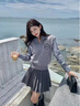 乖甜星學(xué)院風(fēng)時(shí)尚套裝女2025春夏新款顯瘦針織馬甲襯衫百褶裙三件套潮流 【百褶裙-單件】 S 【建議80-90斤】 曬單實(shí)拍圖