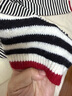 三彩2025冬季新款條紋針織衫撞色圓領(lǐng)毛衫刺繡套頭女 黑白條紋 S 155/80A 曬單實(shí)拍圖