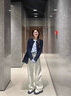 丹珠娜（DanZhuNa）休閑褲女秋季新款女裝套裝衣服針織小香風(fēng)流行穿搭闊腿褲子一整套 假兩件上衣+闊腿褲子 M 曬單實(shí)拍圖