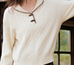 百圖（betu）女裝2025年冬季新款毛衣撞色領(lǐng)邊牛角扣精致扭繩顯瘦上衣2510T40 米白 XS （米白預售11/20發(fā)貨） 曬單實(shí)拍圖