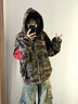 索菲堡復古重磅迷彩刺繡字母連帽衛衣女2025潮牌hiphop高街拉鏈開(kāi)衫外套 迷彩色 M 曬單實(shí)拍圖