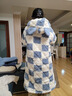 另約三層夾棉珊瑚絨睡袍女冬季2024年新款加厚長(cháng)款寬松家居服睡衣套裝 6345JI 藍白格子兔 L 曬單實(shí)拍圖