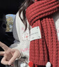 栢啟歆紅色圍巾女冬加厚保暖針織毛線(xiàn)護耳保暖送女友過(guò)年本命年冬圍脖潮 紅色圍巾【針織毛球】 曬單實(shí)拍圖