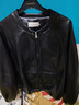 迪賽尼斯（DESIGNICE）春季新款高級感通勤氣質(zhì)寬松黑色皮衣長(cháng)袖短外套女 黑色 M 曬單實(shí)拍圖