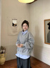 蜜樂(lè )奇韓系學(xué)院風(fēng)假兩件polo領(lǐng)衛衣女春秋設計感寬松慵懶風(fēng)套頭休閑上衣 灰色假兩件 M 建議100-110斤 曬單實(shí)拍圖