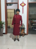 歐巴頓媽媽高檔禮服旗袍連衣裙女春秋新款中老年女高貴喜婆婆婚宴裝裙子 25-60酒紅色 XL 【建議100斤內穿】 曬單實(shí)拍圖