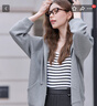 百圖betu女裝2025秋季新款短外套插肩袖顯瘦慵懶休閑風(fēng)外套女2508T56 灰色 L 曬單實(shí)拍圖