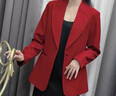 LOVER RUCCI法國酒紅色西裝外套女春秋2025年新款高級感氣質(zhì)休閑女士西服上衣 酒紅色西裝(單件) 4XL (適合141-152斤 曬單實拍圖