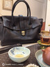 裘真植鞣（胎牛皮）手提公文包女士高級感復古大容量通勤包女 黑色-大號（胎牛皮） 曬單實(shí)拍圖