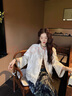 三吉黑花【青湘】春裝女款2025年新款蕾絲刺繡鳳尾花中式外套 墨藍 S 曬單實(shí)拍圖