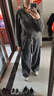 UR2025秋季新款女裝芭蕾風(fēng)撞色松緊腰抽繩闊腿褲UYU650009 黑灰色條紋 XS 曬單實(shí)拍圖