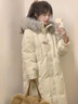 DAVEY MODE棉服女2025年新款過(guò)膝中長(cháng)款羽絨棉服韓版大毛領(lǐng)加厚冬裝學(xué)院風(fēng) 小白杏 /面料升級/升級加厚 M 建議103-115斤 曬單實(shí)拍圖