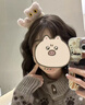 妃奧絨復(fù)古小狗提花針織開衫外套女2025秋冬新款牛角扣費爾島加厚毛衣 咖啡色 S 曬單實拍圖