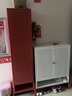 鞋架鞋柜鋼制家用門(mén)口玄關(guān)柜陽(yáng)臺柜置物柜收納柜家用多功能帶腳柜 白柜紅底-鏤空單門(mén)-長(cháng)46高108cm 曬單實(shí)拍圖