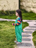 G.DUCKKIDS童裝女童套裝春秋季2025新款兒童服裝女小恐龍寶寶衣服T恤背帶褲 綠色 90 適合80-90年齡1-2歲左右 曬單實拍圖