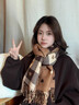 CHANEELR & KARITH圍巾冬季女百搭圍脖加厚保暖格子披肩送女生老婆輕奢生日新年禮物 輕奢品牌時(shí)尚百搭ck風(fēng)【卡其色】 曬單實(shí)拍圖