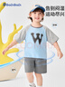 巴帝巴帝夏季純棉男童套裝嬰幼兒寶寶短袖t恤短褲休閑運動(dòng)裝 黑色字母 110 曬單實(shí)拍圖