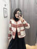 尚靜小香風(fēng)安可拉紅格紋外套女2025冬季新款小個(gè)子夾棉加厚短毛呢外套 紅色格子 M 曬單實(shí)拍圖