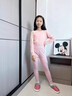 moonkids德絨保暖褲校服神器秋冬裝兒童棉褲男童加絨加厚打底秋褲女童內穿 5091粉色【德絨-羊毛護膝-羊羔絨】 160 cm 曬單實(shí)拍圖
