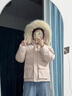 雪中飛（SNOWFLYING）白色工裝派克短款羽絨服2025冬季新款加厚大毛領(lǐng)白鴨絨外套女 粉紅色 【配貉子大毛領(lǐng)】 L 135-150斤 曬單實(shí)拍圖